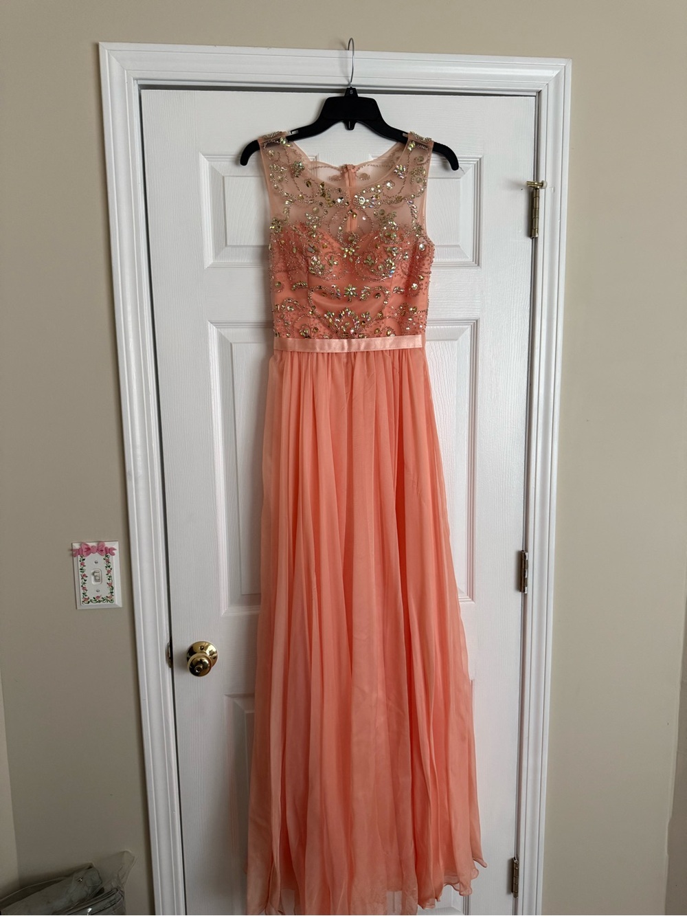 Dancing Queen Coral Beaded Sleeveless Maxi Dress